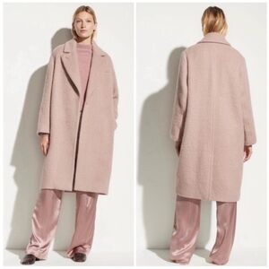 Vince Textured Wool Alpaca Long Coat Mauve Orchid Pink